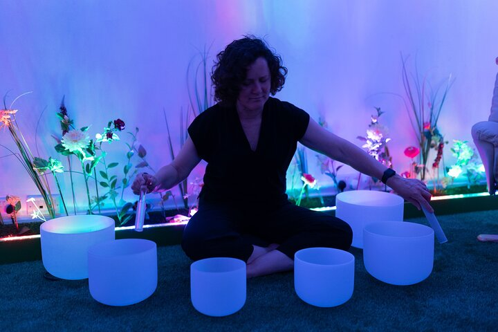 Relax to the sound of the crystal singing bowls
